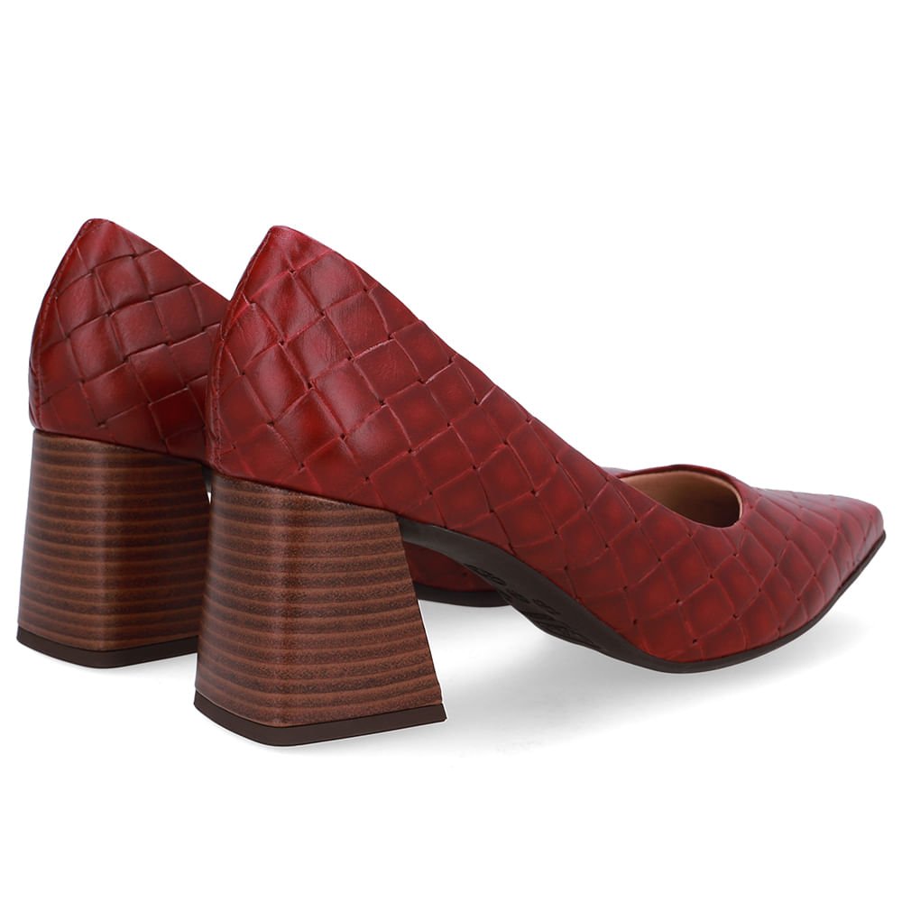 Scarpin Vermelho Bico Fino Maxi Tressê Vermelho 3