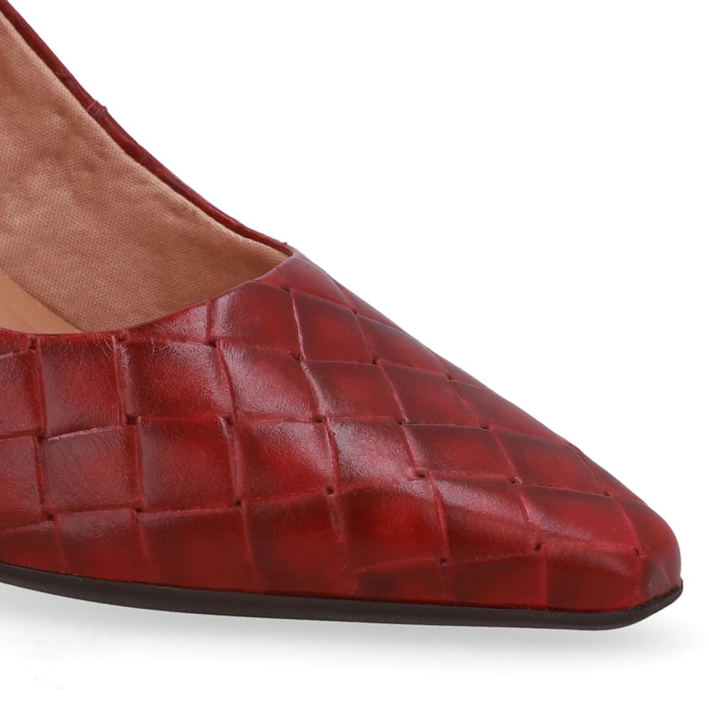 Scarpin Vermelho Bico Fino Maxi Tressê Vermelho 4