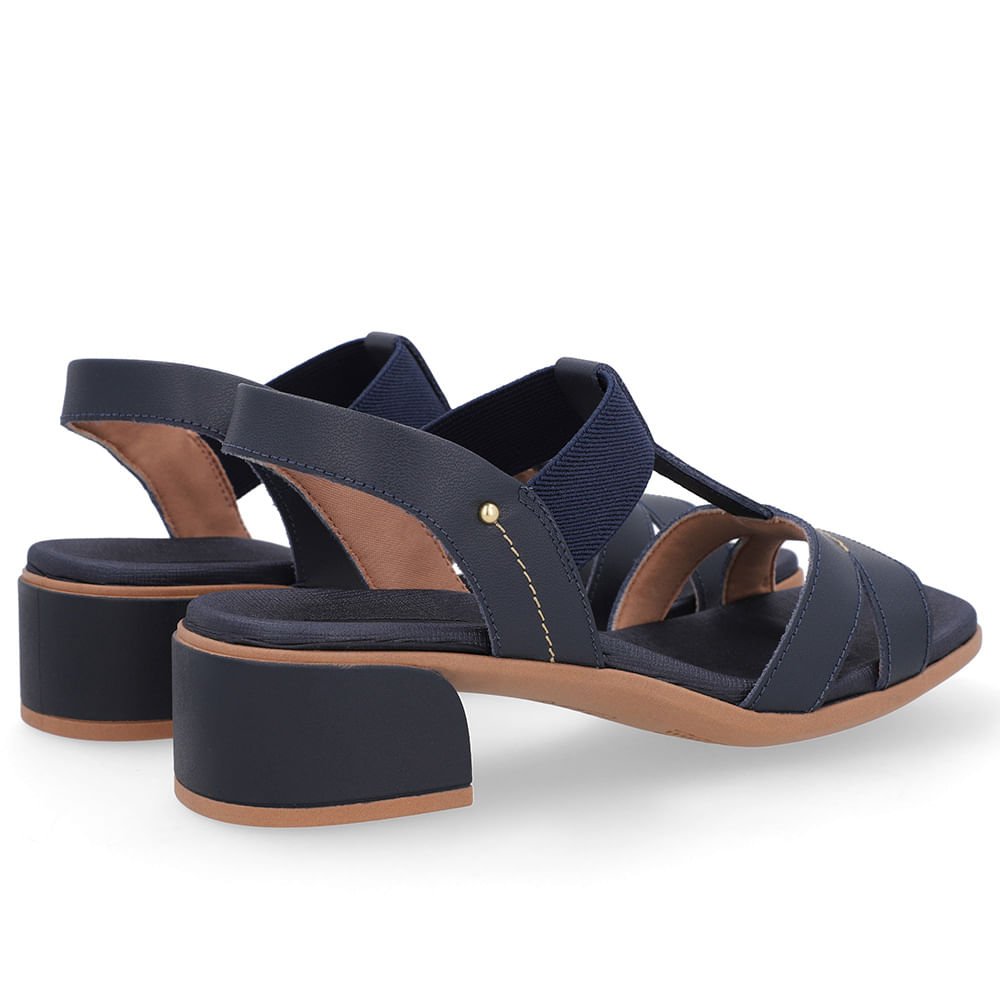 Sandália Couro Azul Costura Enfeite Azul 3