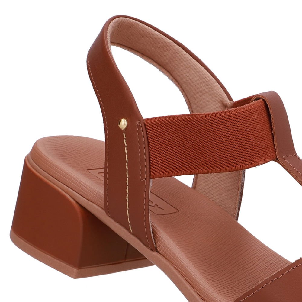 Sandália Couro Marrom Costura Enfeite Marrom 4