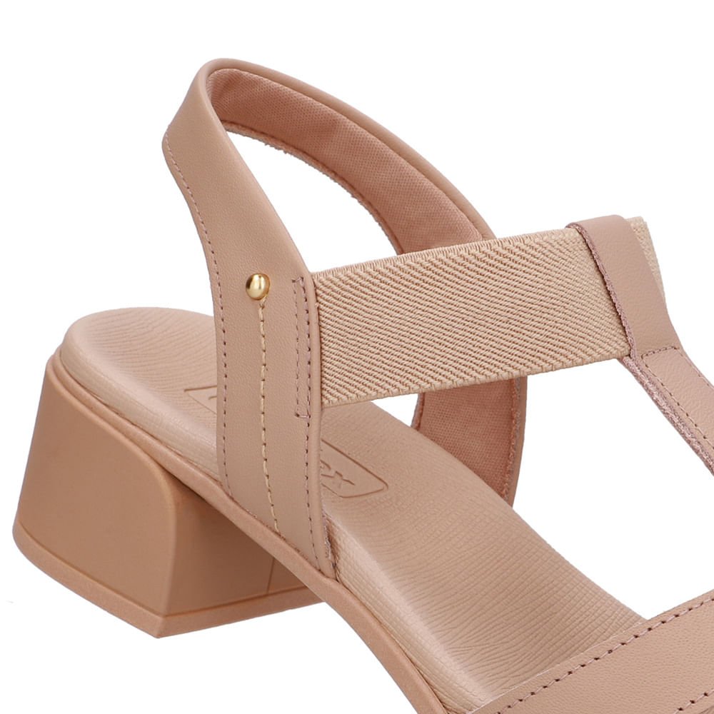 Sandália Couro Bege Costura Enfeite Bege 4