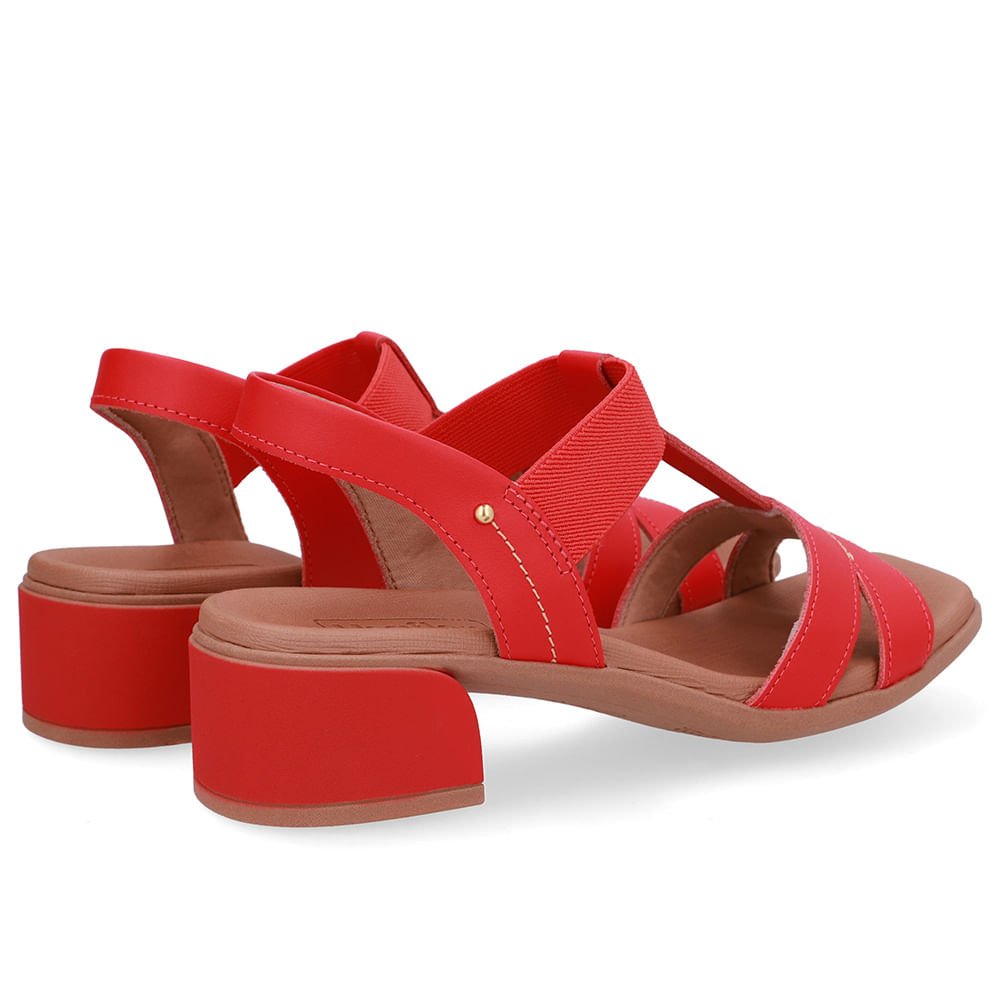 Sandália Vermelha Costura Enfeite Vermelho 3