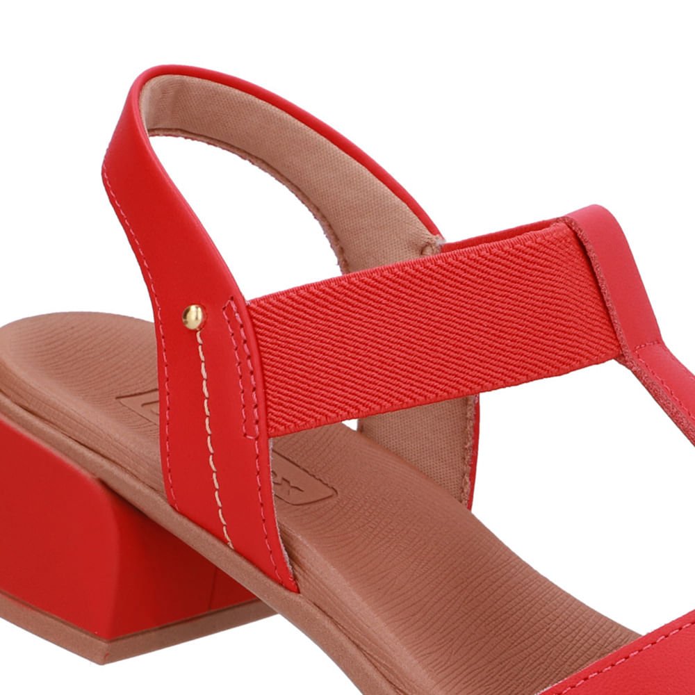 Sandália Vermelha Costura Enfeite Vermelho 4