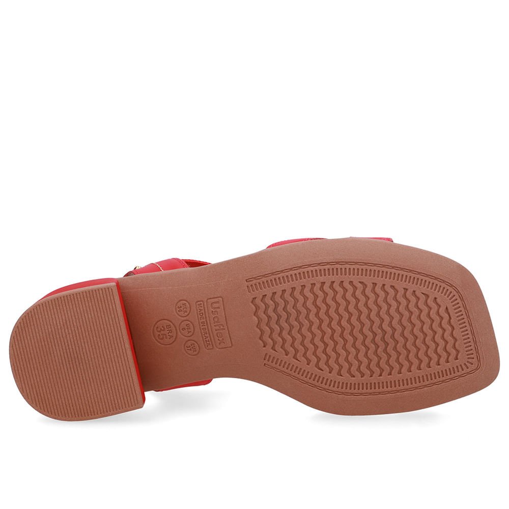 Sandália Vermelha Costura Enfeite Vermelho 5