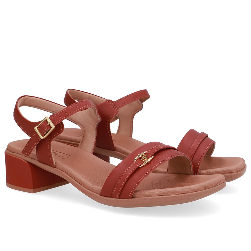 Sandália Couro Marrom Tira Enfeite Marrom 2