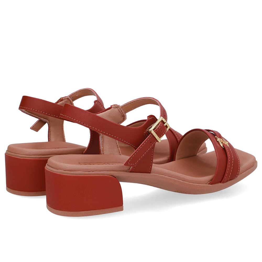 Sandália Couro Marrom Tira Enfeite Marrom 3