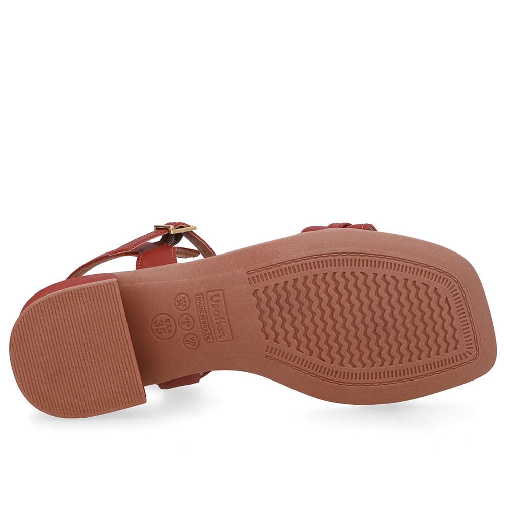 Sandália Couro Marrom Tira Enfeite Marrom 5