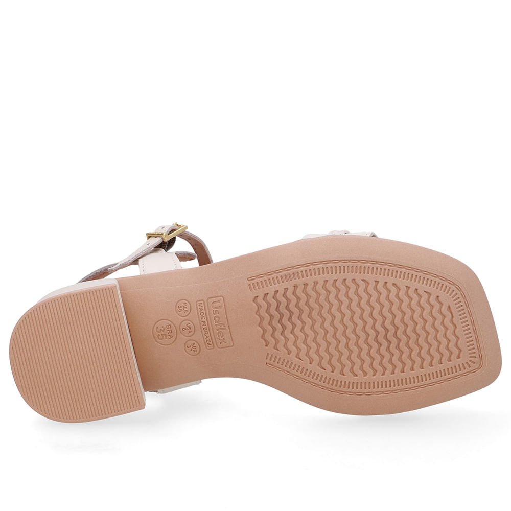 Sandália Couro Branca Marfim Tira Enfeite Marfim 5