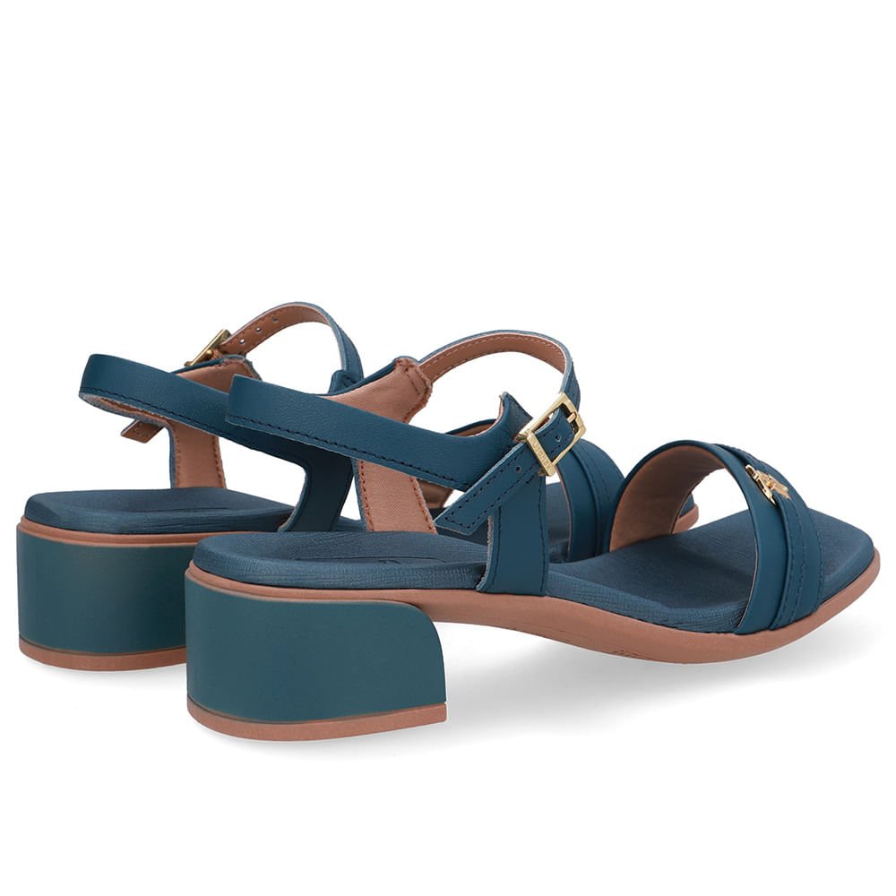 Sandália Couro Azul Tira Enfeite Azul 3