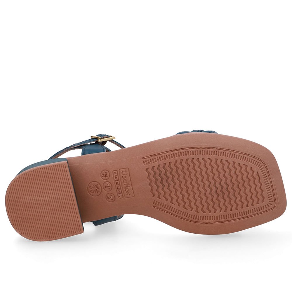 Sandália Couro Azul Tira Enfeite Azul 5