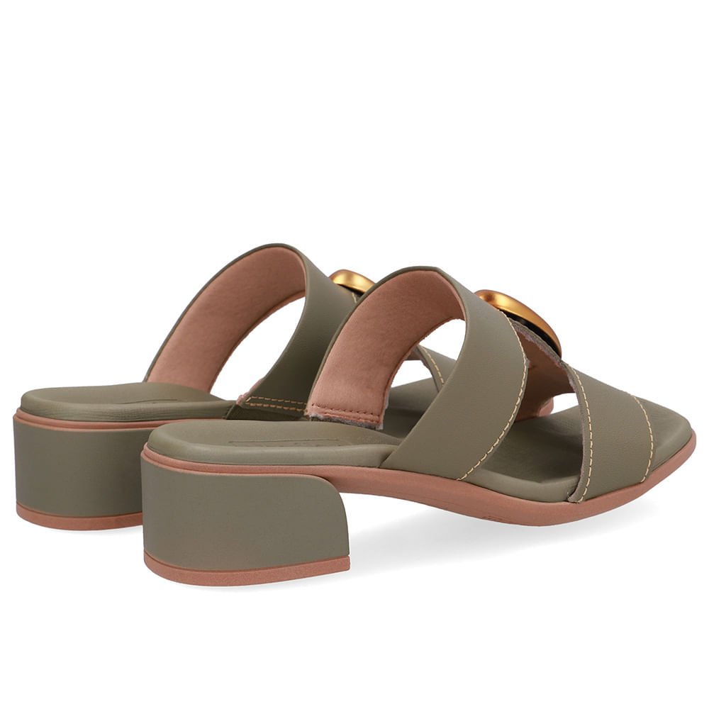 Tamanco Bico Quadrado Couro Verde Verde 3