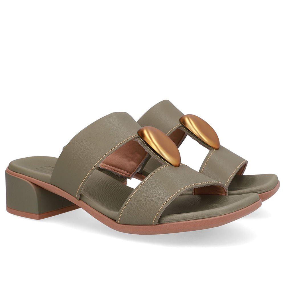 Tamanco Bico Quadrado Couro Verde Verde 2