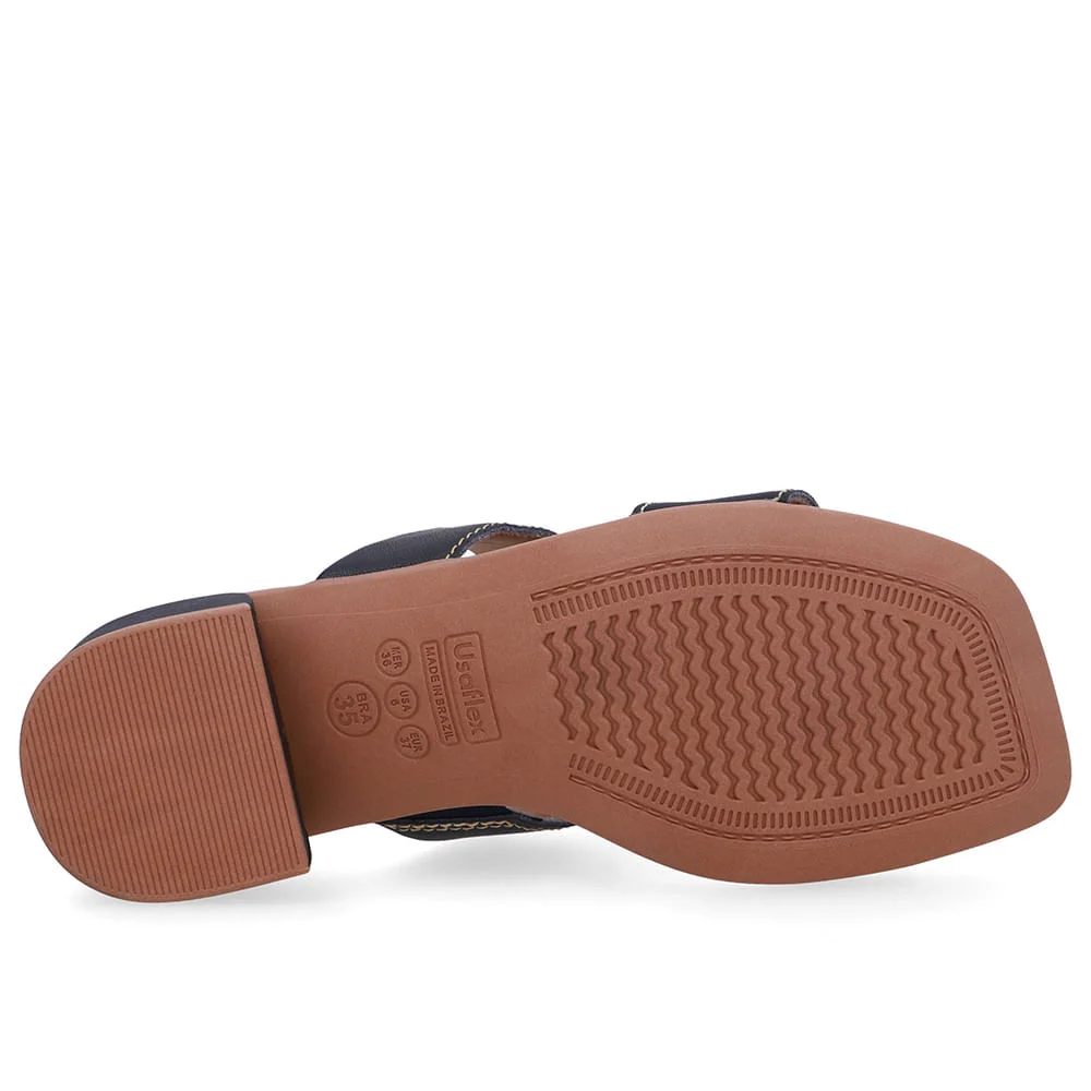 Tamanco Bico Quadrado Couro Azul Azul 5