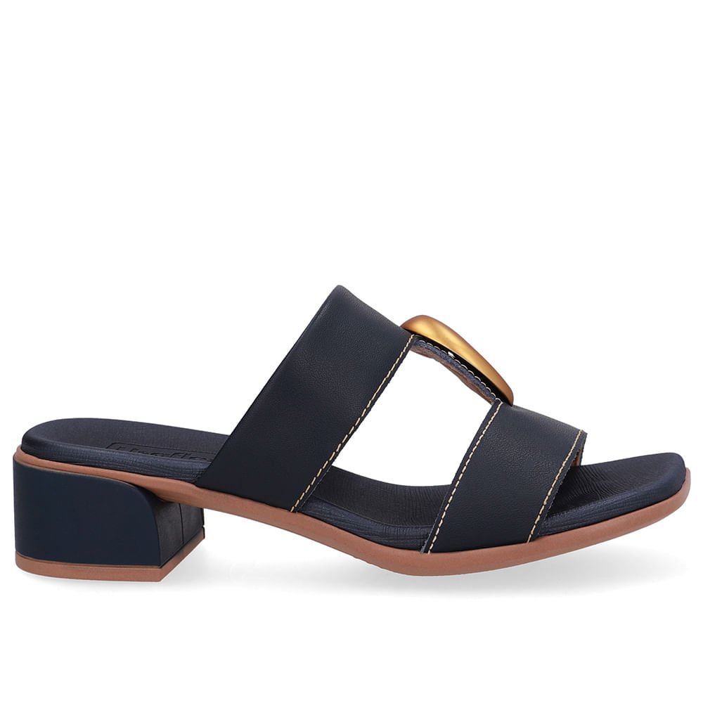 Tamanco Bico Quadrado Couro Azul