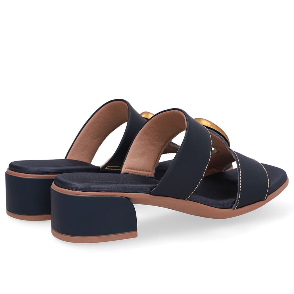 Tamanco Bico Quadrado Couro Azul Azul 3