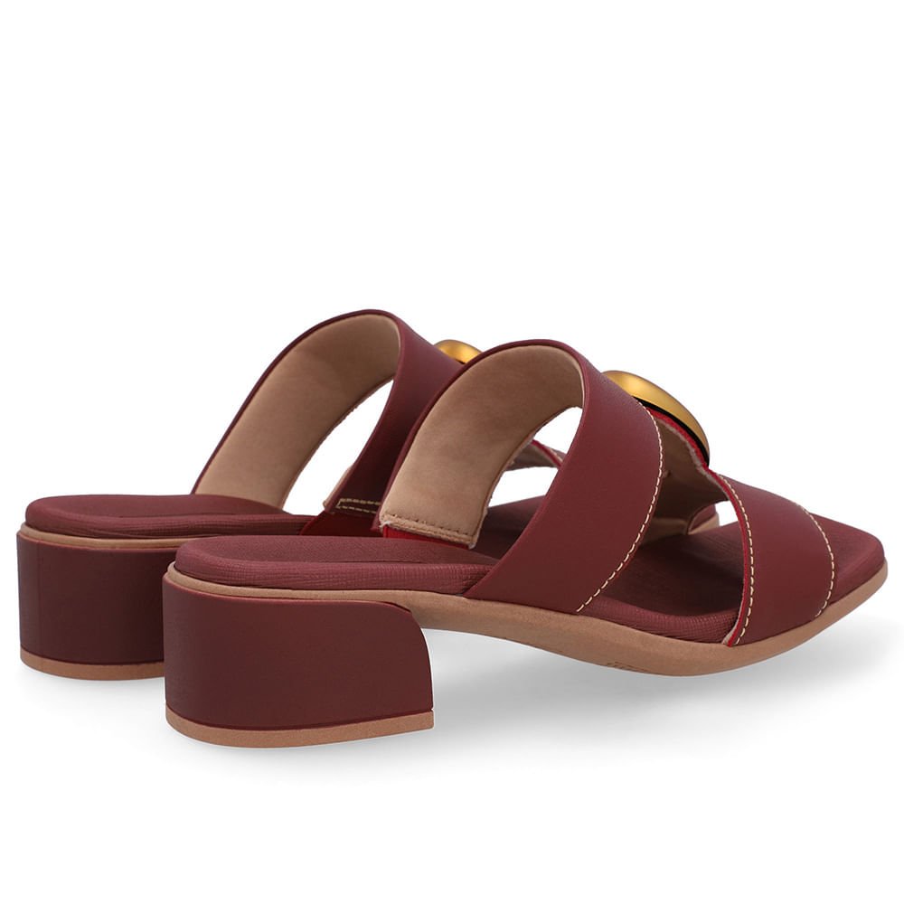 Tamanco Bico Quadrado Couro Vermelho Vermelho 3