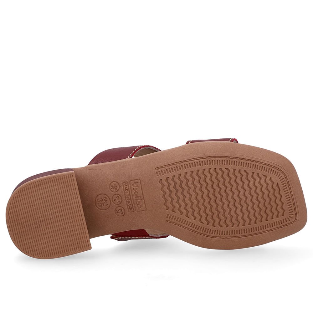 Tamanco Bico Quadrado Couro Vermelho Vermelho 5