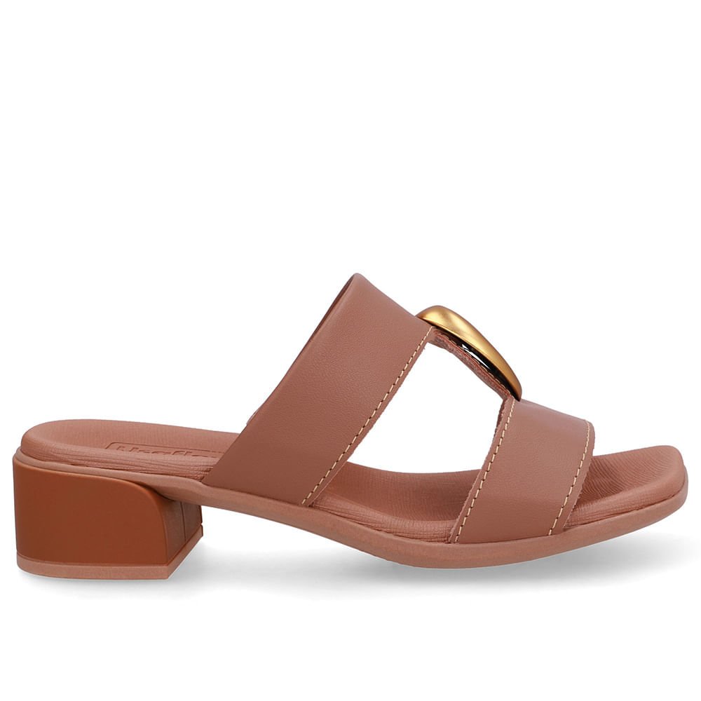 Tamanco Bico Quadrado Couro Marrom