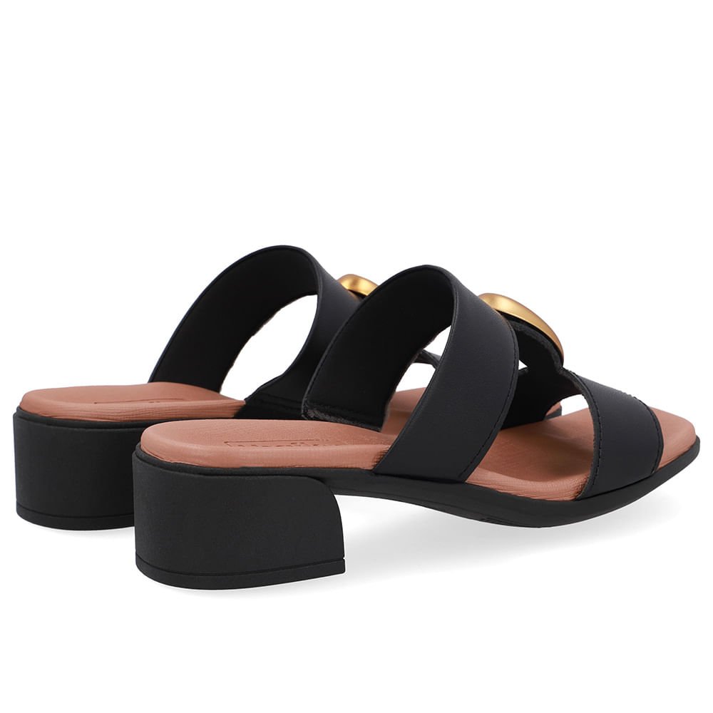 Tamanco Bico Quadrado Couro Preto Preto 3