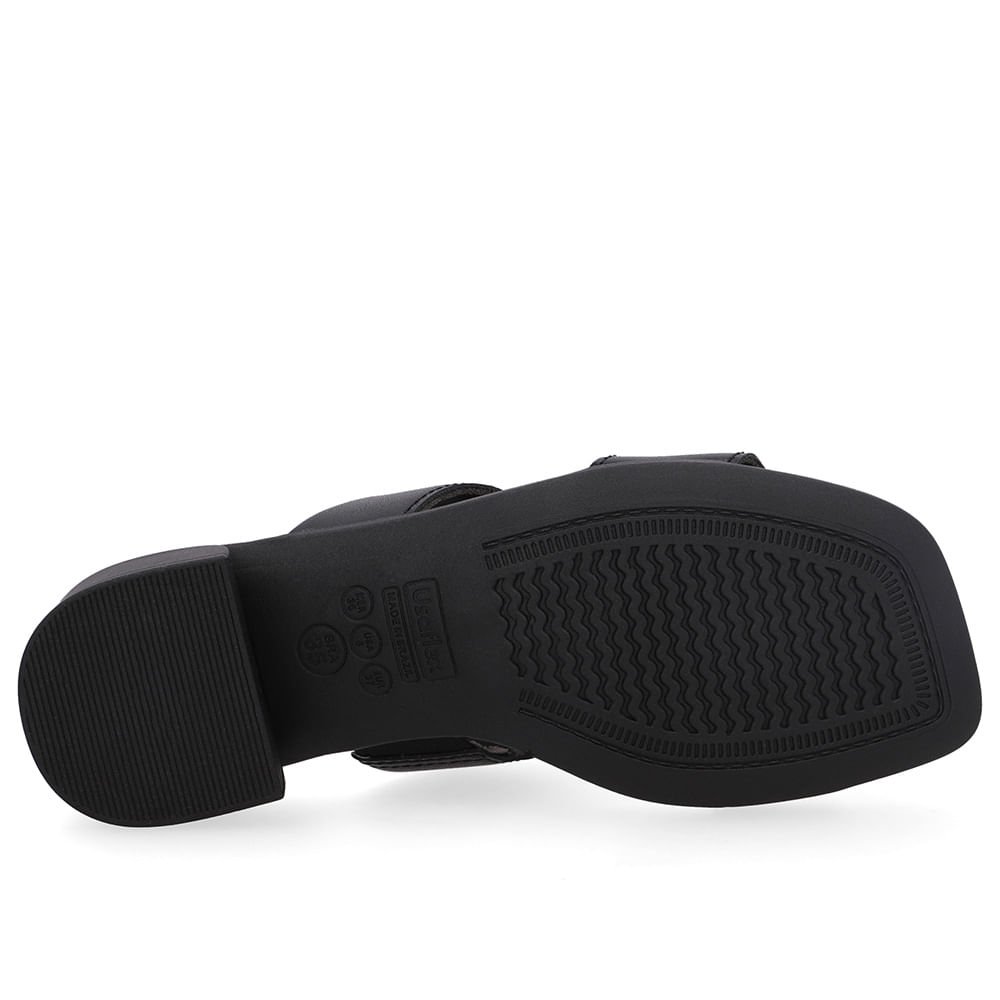 Tamanco Bico Quadrado Couro Preto Preto 5