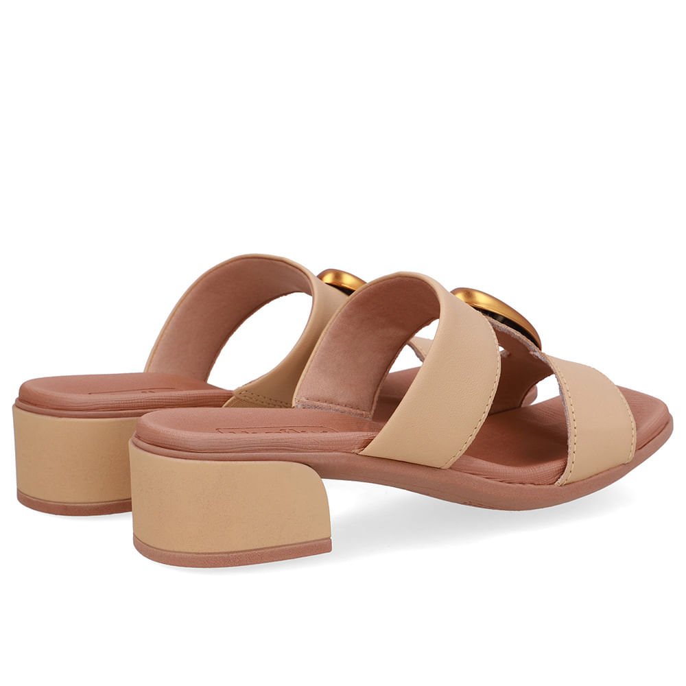 Tamanco Bico Quadrado Couro Bege Bege 3