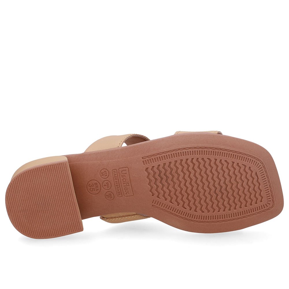 Tamanco Bico Quadrado Couro Bege Bege 5