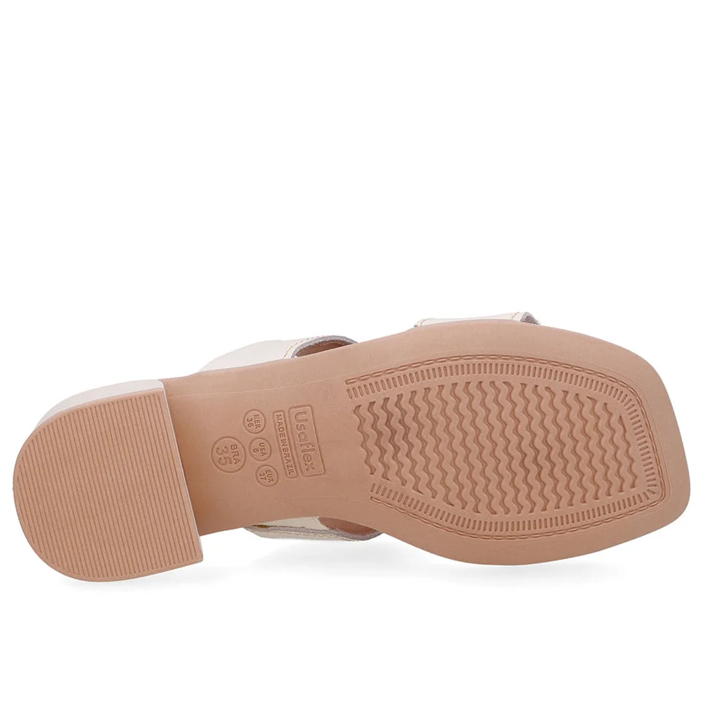 Tamanco Bico Quadrado Couro Branco Marfim Marfim 5