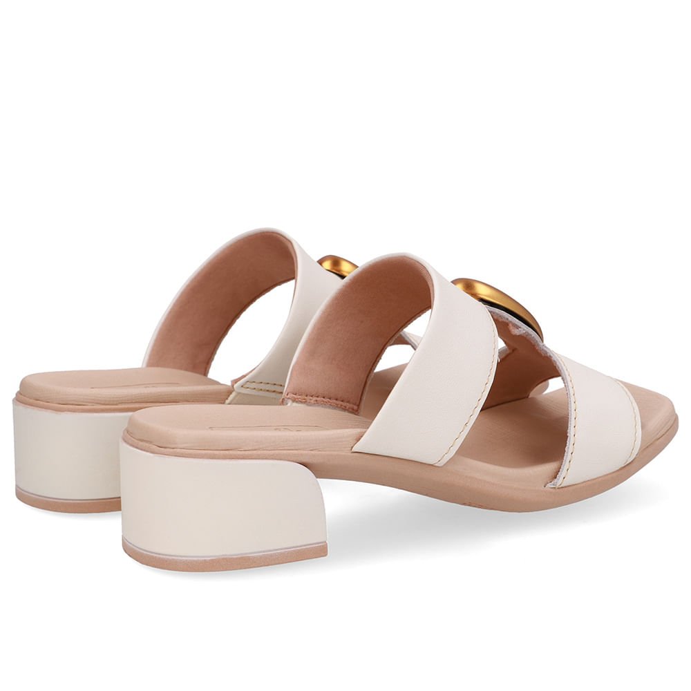 Tamanco Bico Quadrado Couro Branco Marfim Marfim 3