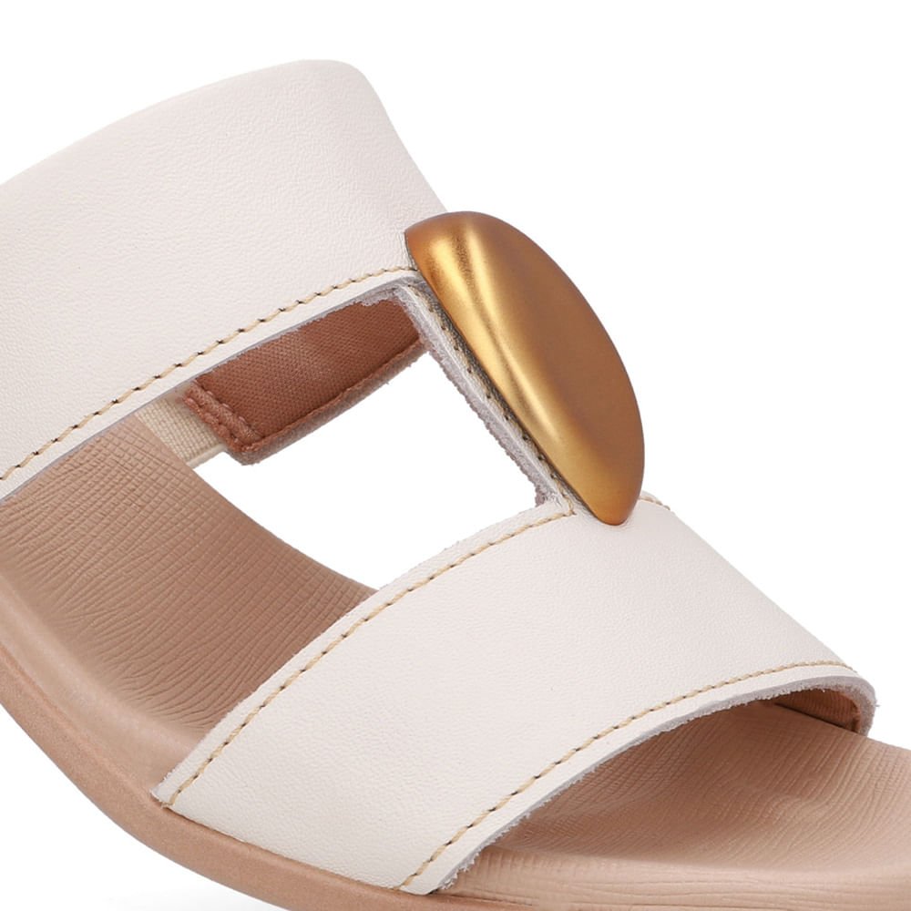 Tamanco Bico Quadrado Couro Branco Marfim Marfim 4