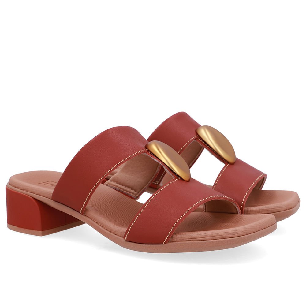 Tamanco Bico Quadrado Couro Marrom Marrom 2