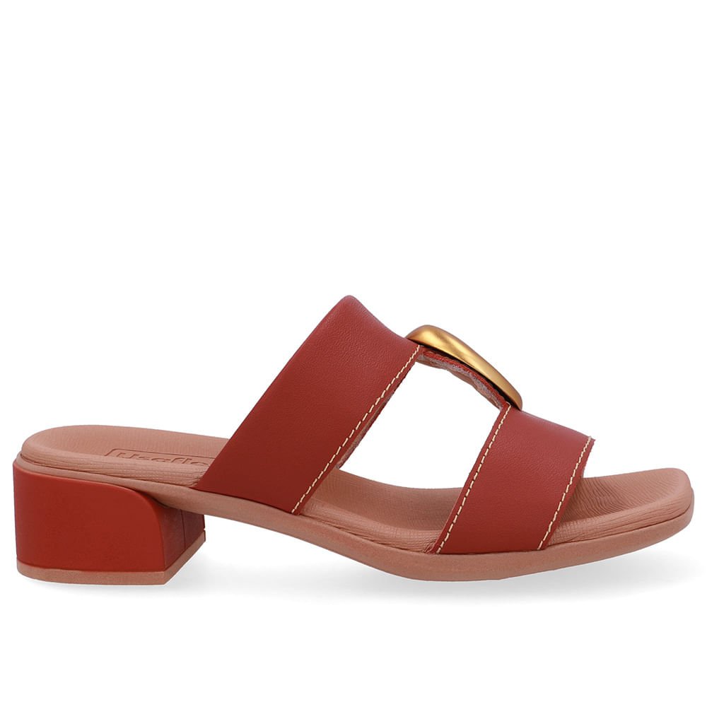 Tamanco Bico Quadrado Couro Marrom