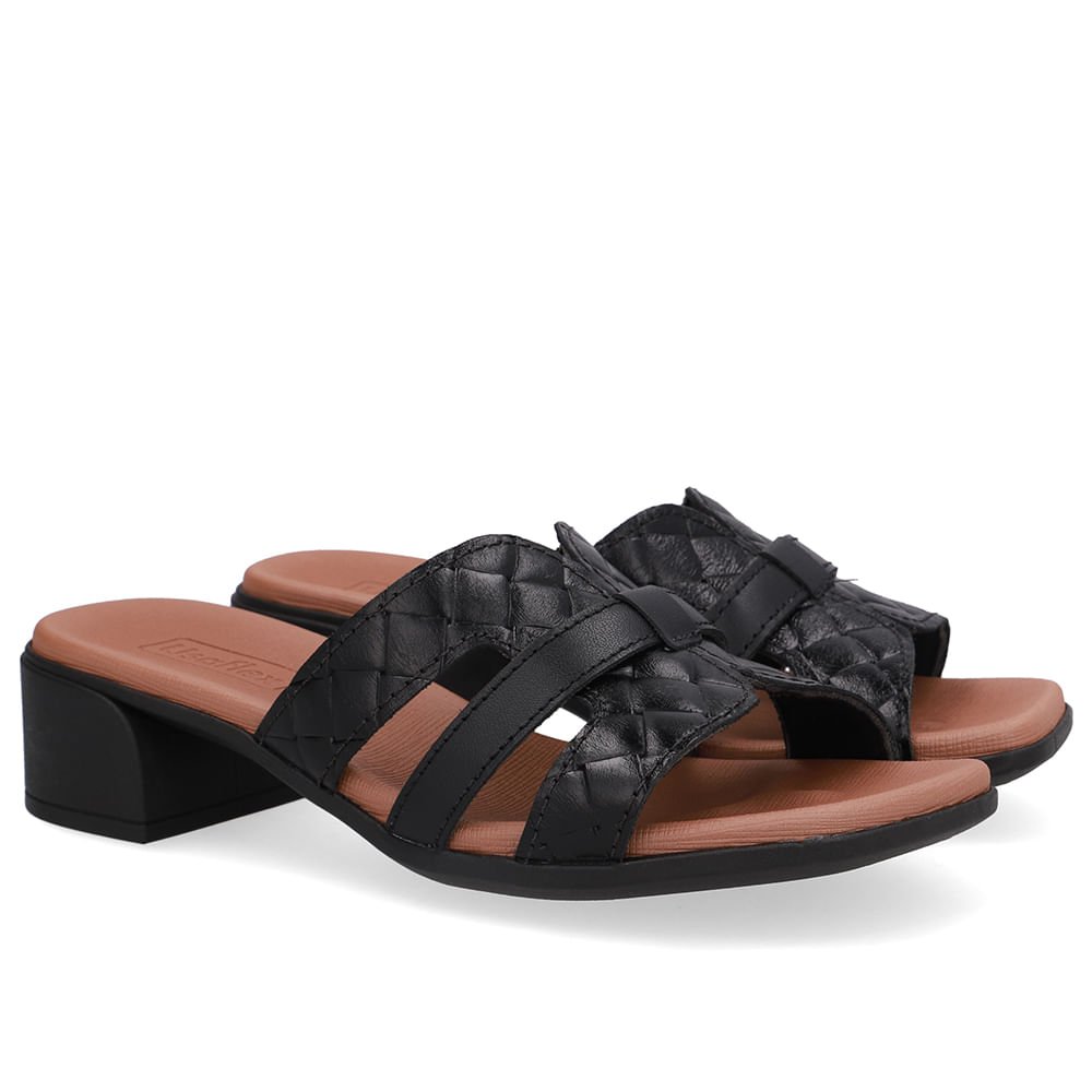 Tamanco Maxi Tressê Couro Preto Preto 2