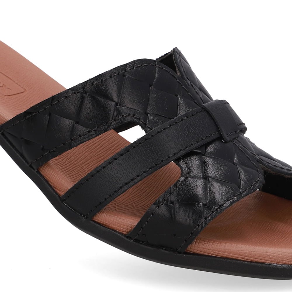 Tamanco Maxi Tressê Couro Preto Preto 4