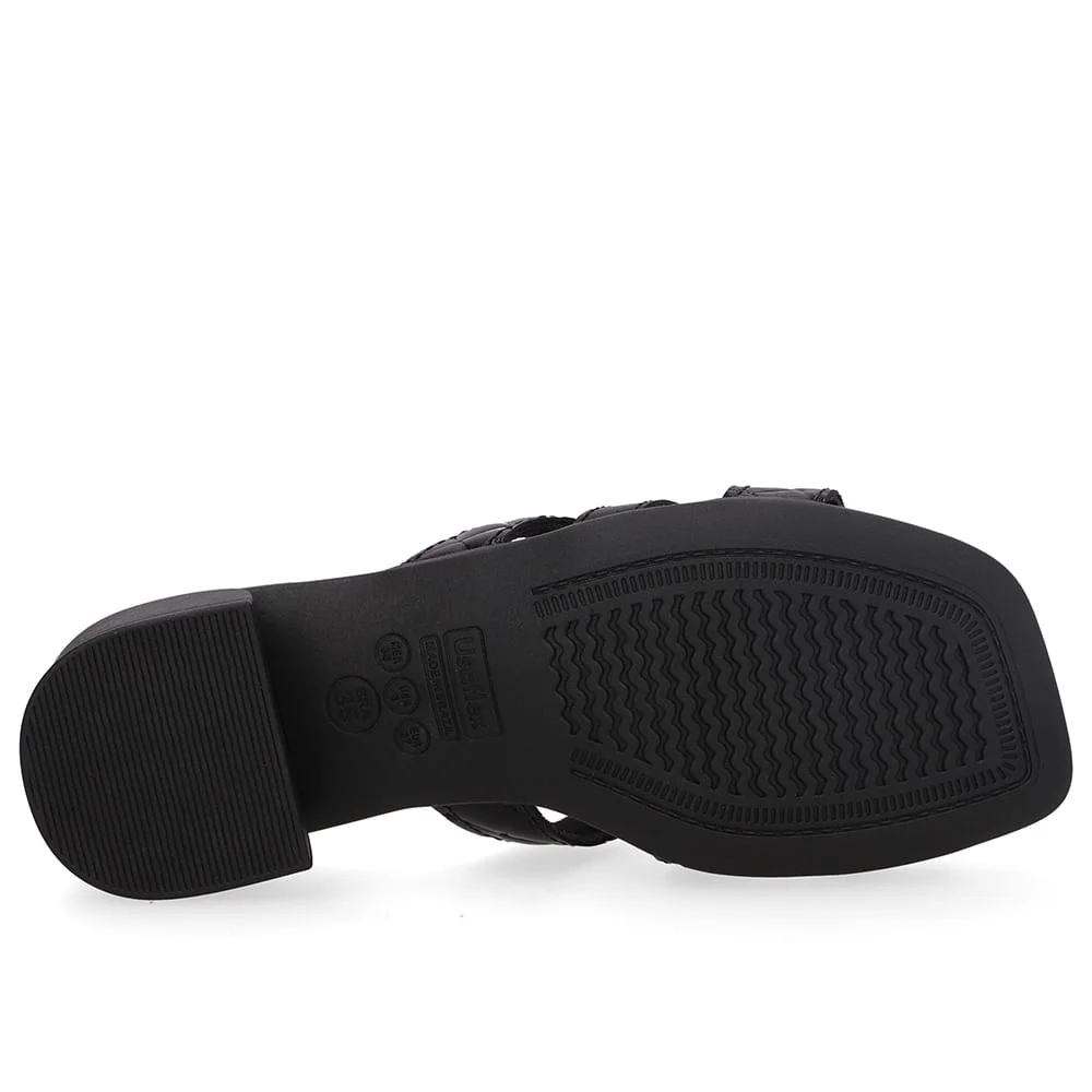 Tamanco Maxi Tressê Couro Preto Preto 5