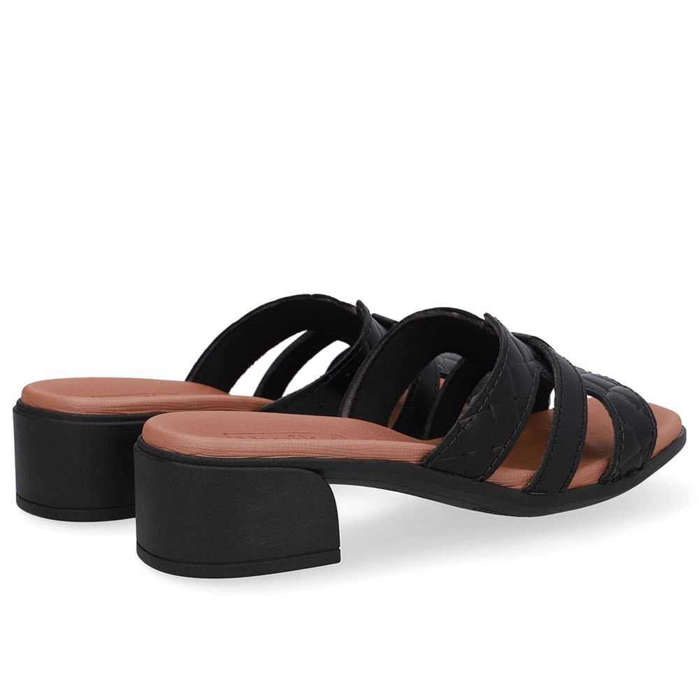 Tamanco Maxi Tressê Couro Preto Preto 3