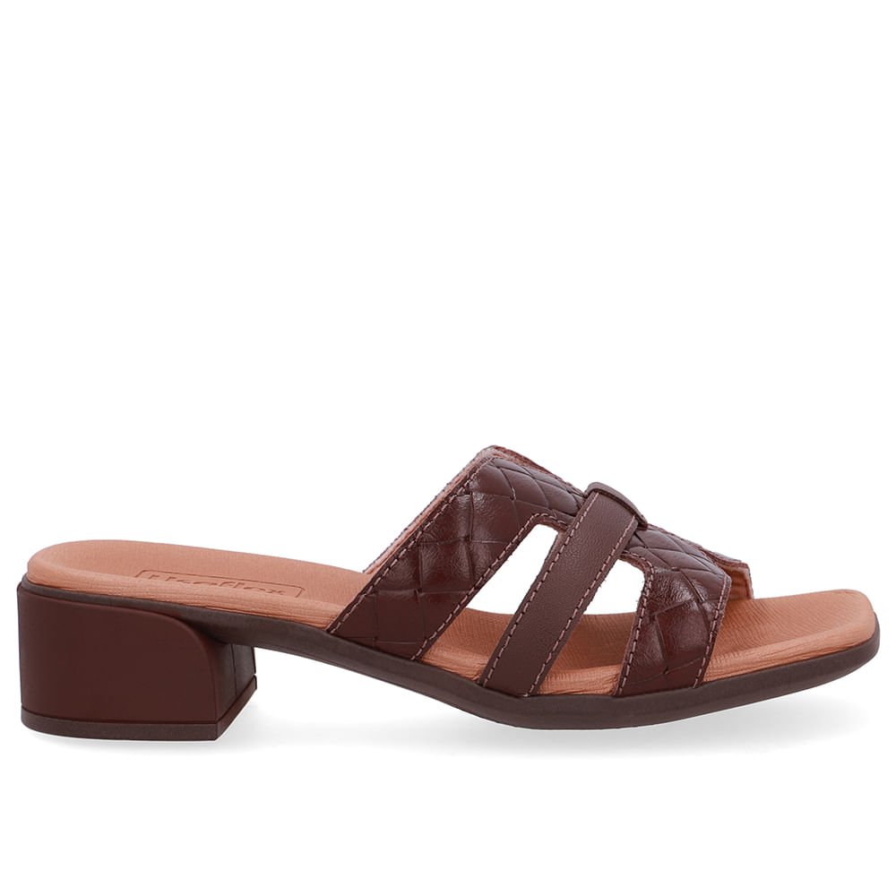 Tamanco Maxi Tressê Couro Marrom