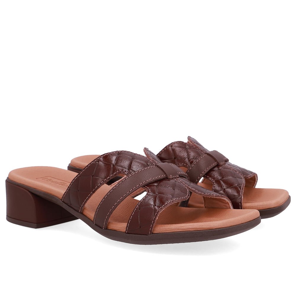 Tamanco Maxi Tressê Couro Marrom Marrom 2