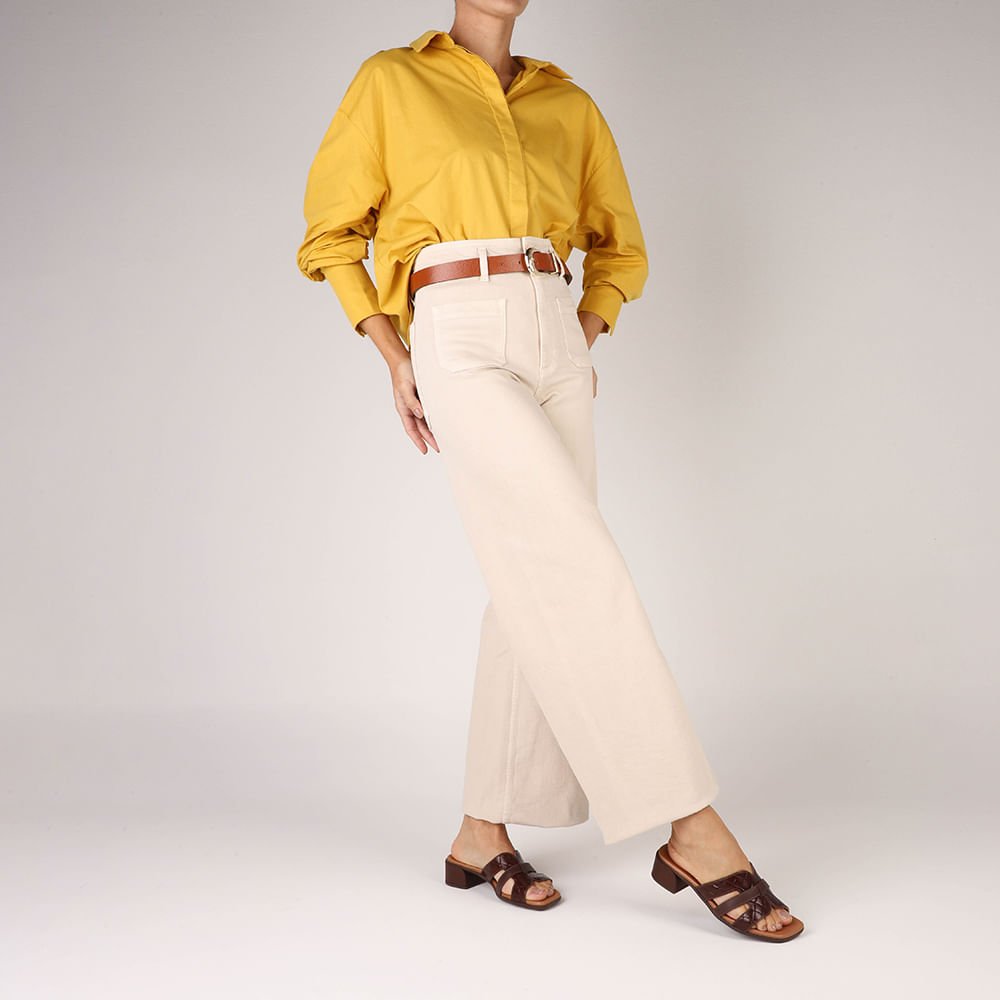 Tamanco Maxi Tressê Couro Marrom Marrom 3