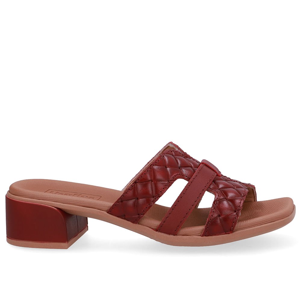 Tamanco Maxi Tressê Couro Vermelho