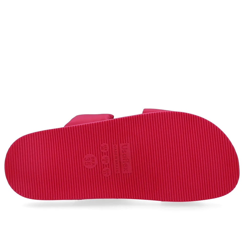 Slide Plataforma Poofy Rosa Tecido Rosa 5