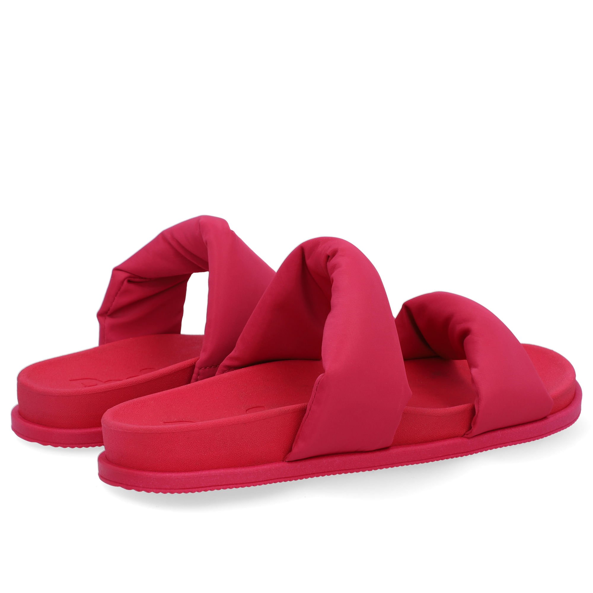 Slide Plataforma Poofy Rosa Tecido Rosa 3