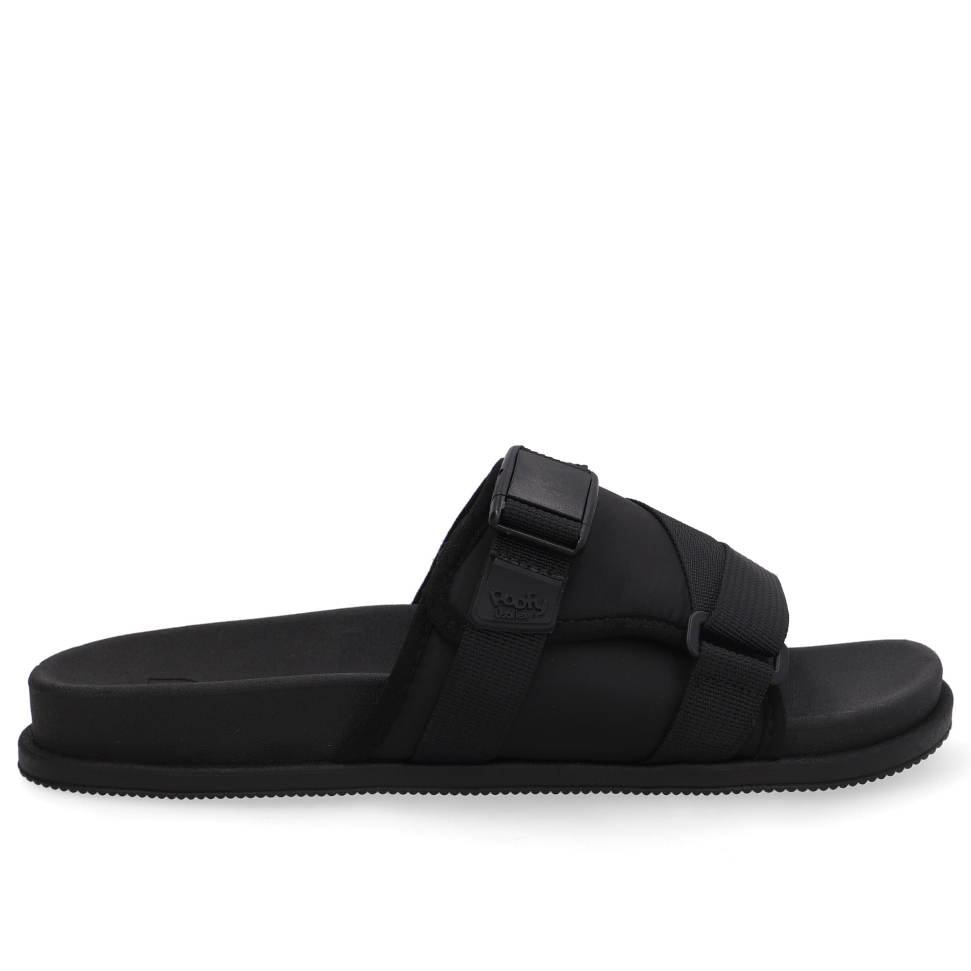 Slide Plataforma Poofy Preto Tira Nylon