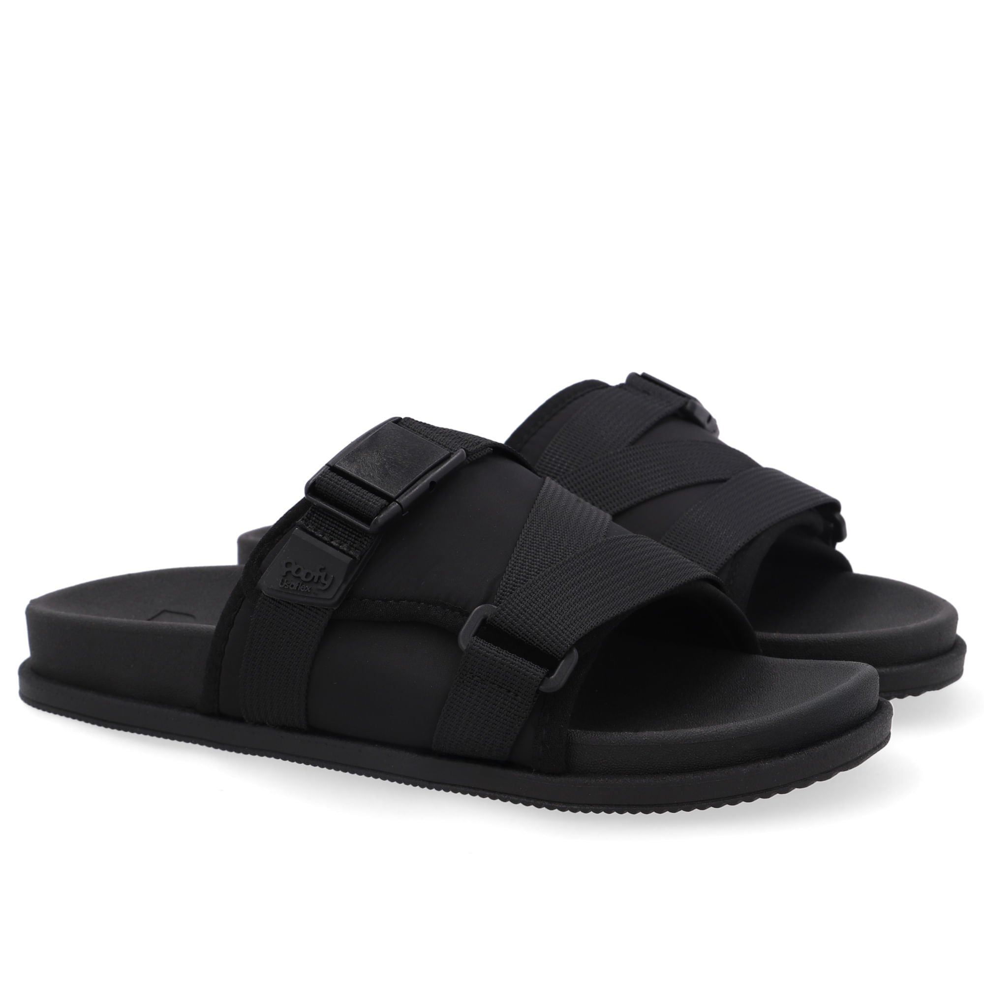 Slide Plataforma Poofy Preto Tira Nylon Preto 2