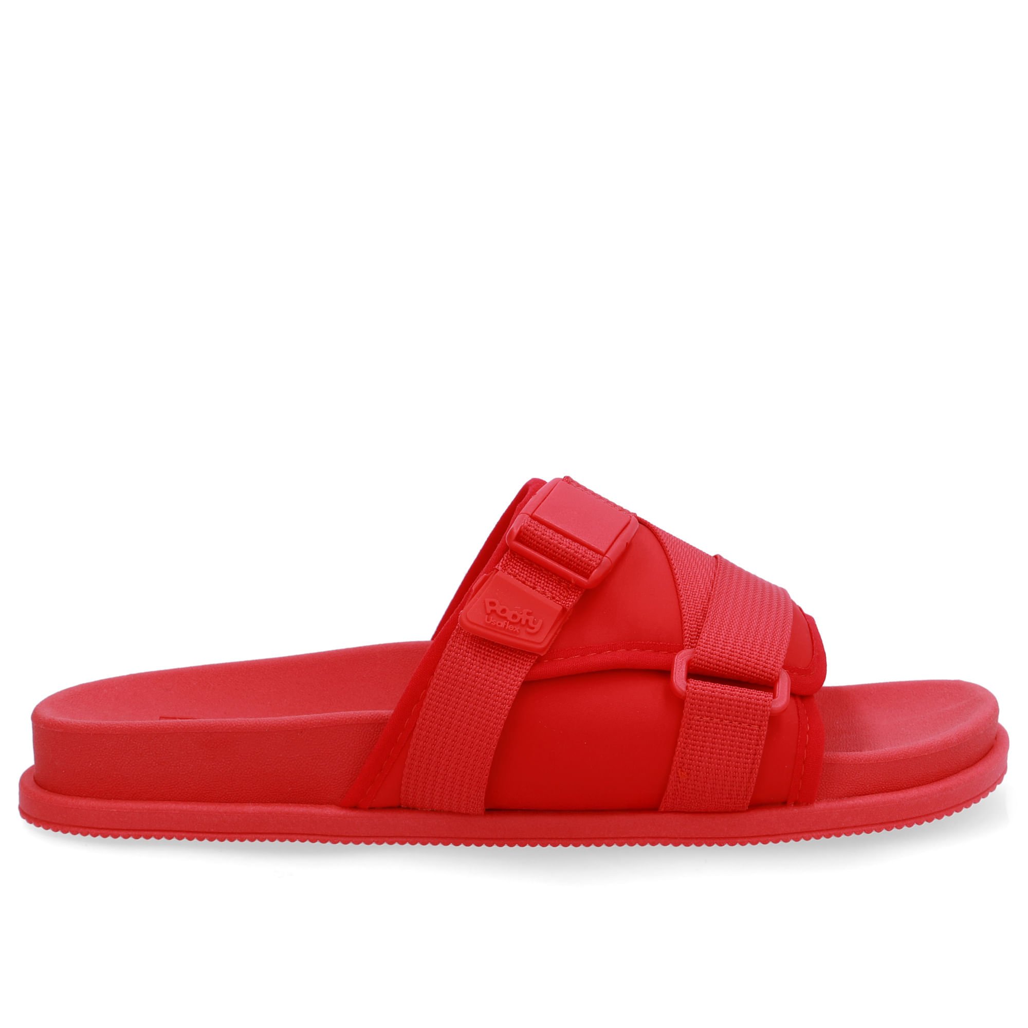 Slide Plataforma Poofy Vermelho Tira Nylon