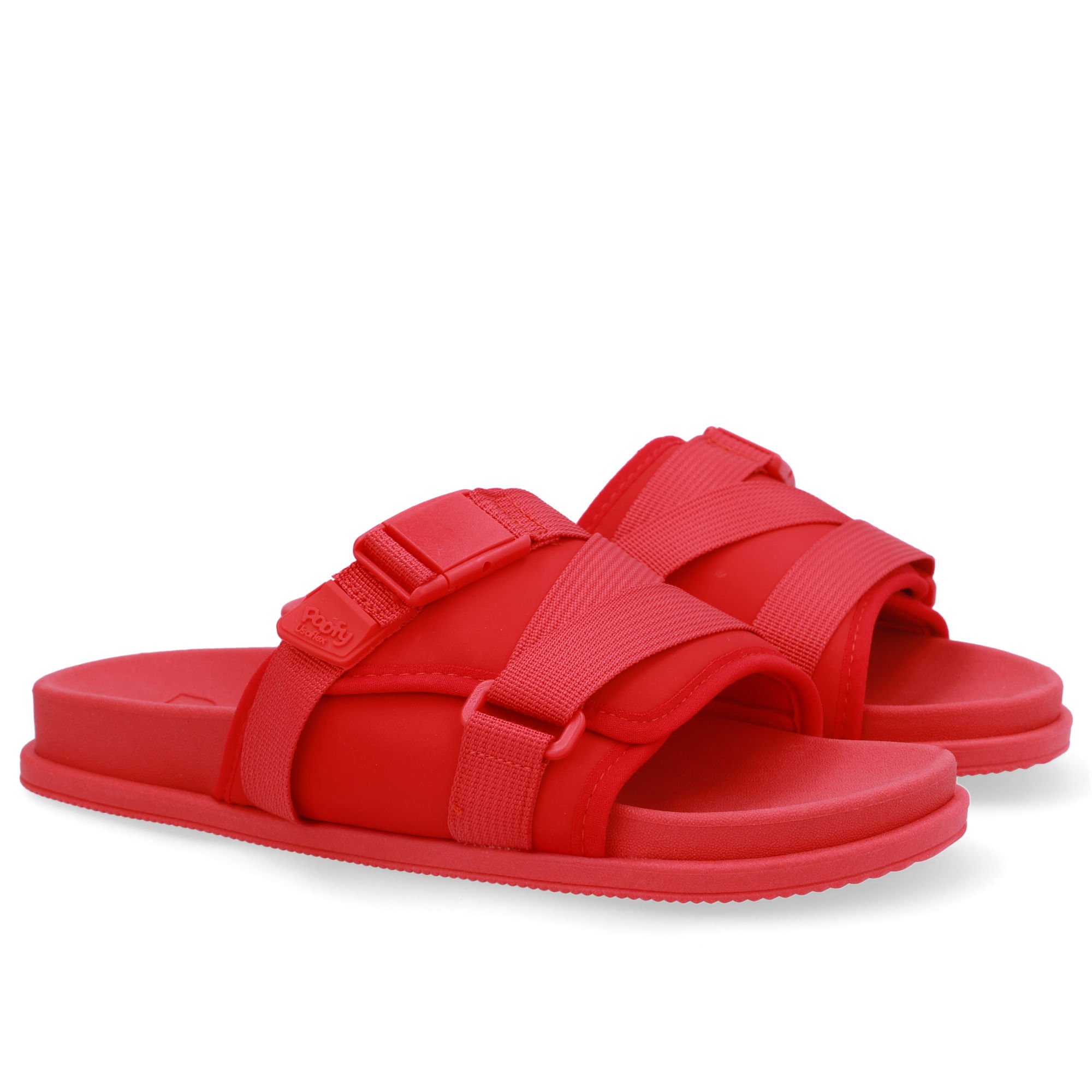 Slide Plataforma Poofy Vermelho Tira Nylon Vermelho 2