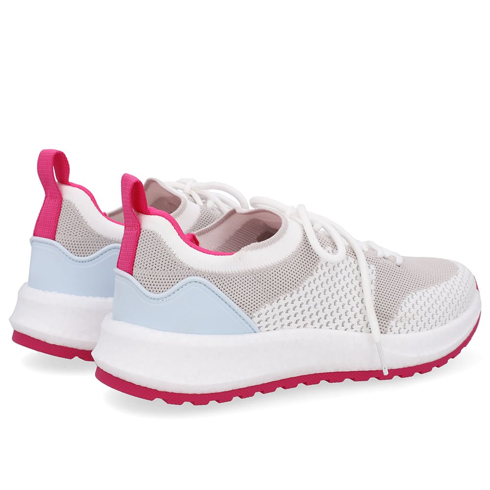 Tênis Poofy Tecido Branco Branco/Cinza/Rosa 3