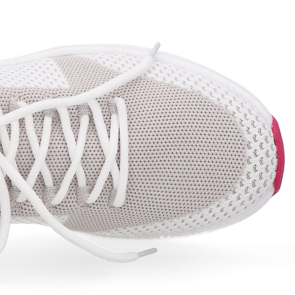 Tênis Poofy Tecido Branco Branco/Cinza/Rosa 4