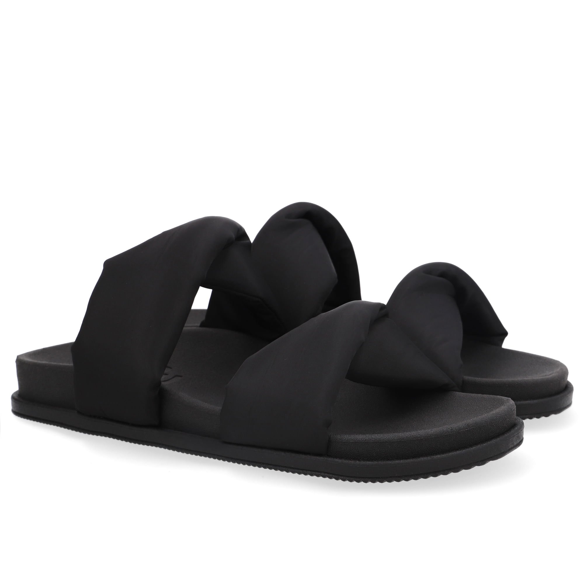 Slide Plataforma Poofy Preto Tecido Preto 2