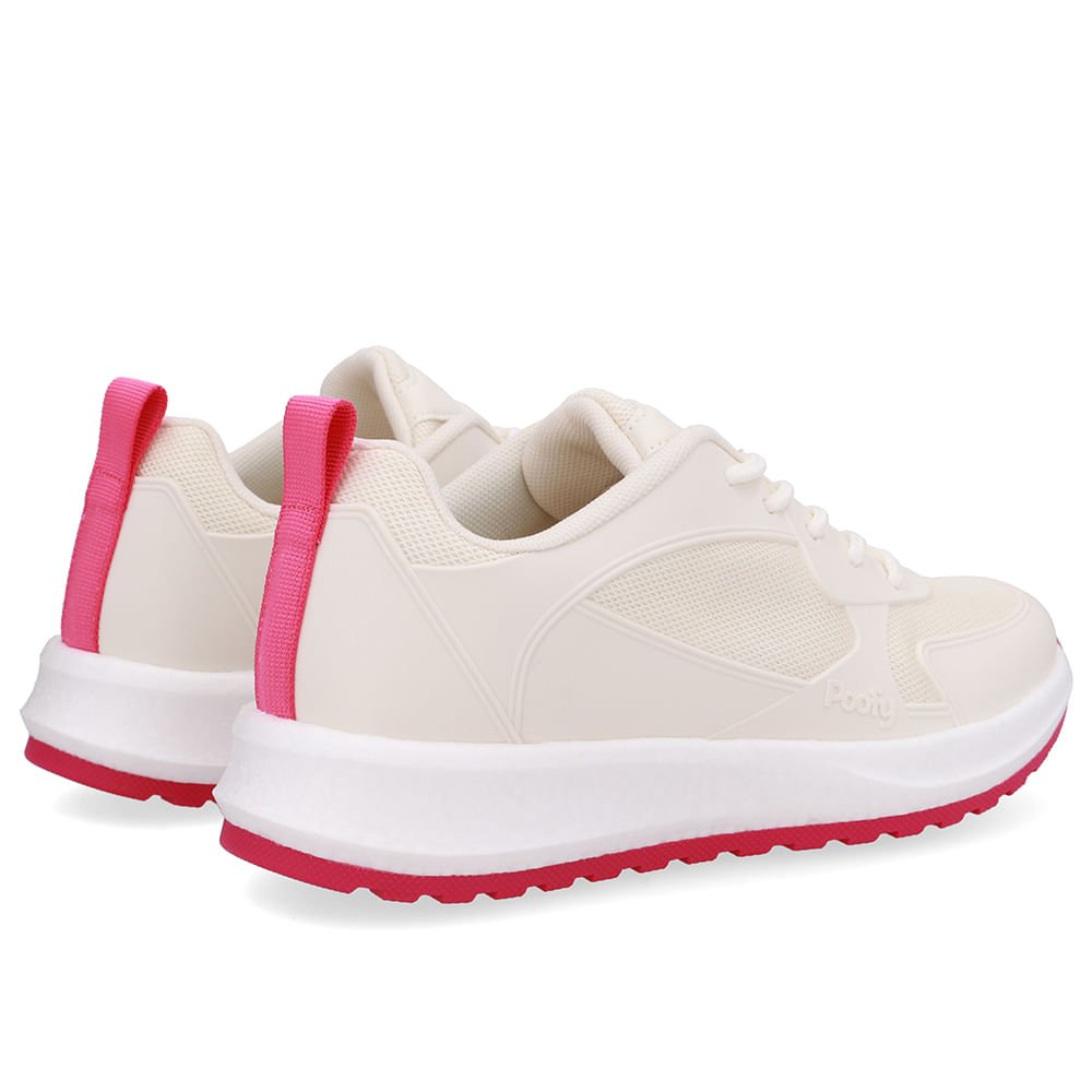 Tênis Poofy Tecido Bege Bege/Rosa 3