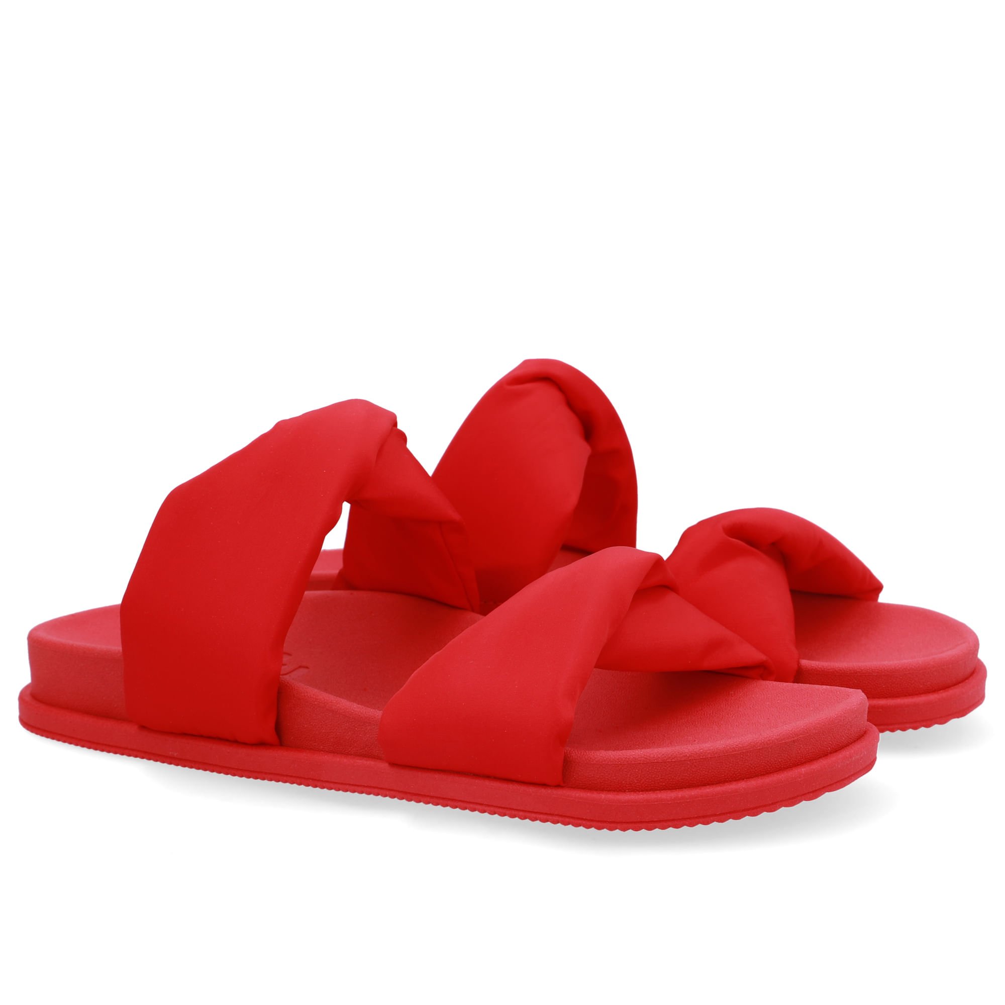 Slide Plataforma Poofy Vermelho Tecido Vermelho 2